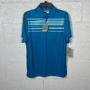 PGA TOUR Men's Athletic Fit Terrain print Polo Shirt Hawaiian surf small